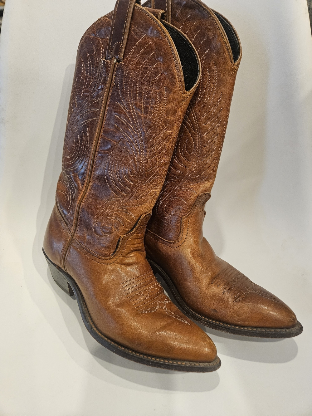 Vintage Classic Brown Leather Cowboy Boots - Women's Western Style
